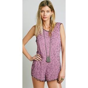 Free People Beaded Beauty Purple Romper Size 2